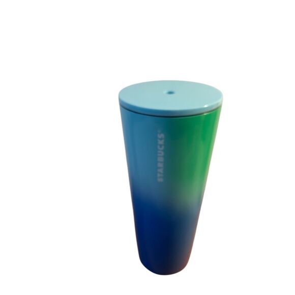 Starbucks stainless steel blues (no straw) rainbow stripes - Picture 1 of 3